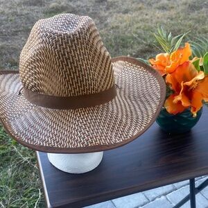 Source Unknown Tan and Brown Woven Hat